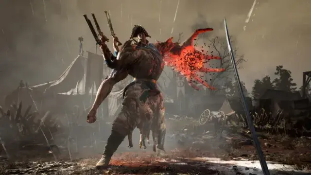 A mutated soldier confronts William at close range